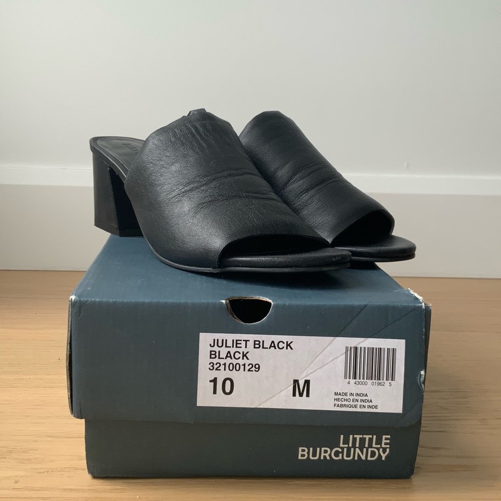 Sophisticated Black Leather Mules with Block Heel